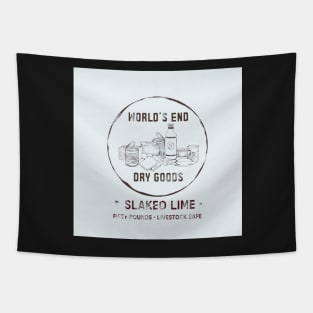 "World's End Dry Goods" Feedsack Logo Tapestry