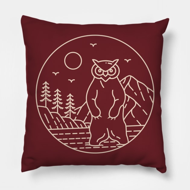 Owlbear Forest Monoline Pillow by DavidByronHicks