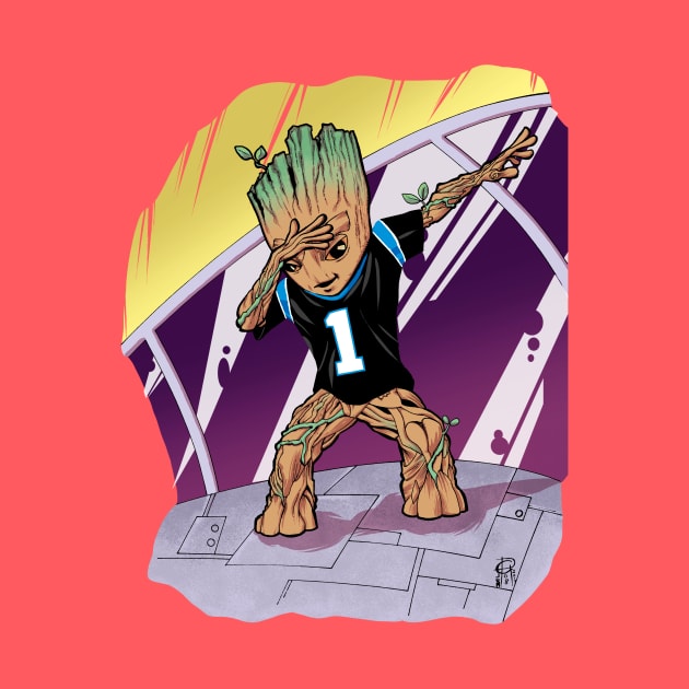 Baby Groot Dabbing (Panther Jersey) by MentalPablum