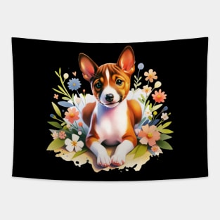 Basenji Floral Tapestry