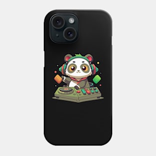 cute panda playing dj music Phone Case