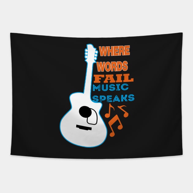 where words fail music speaks guitar | music lovers and dance | pop song Tapestry by stylechoc