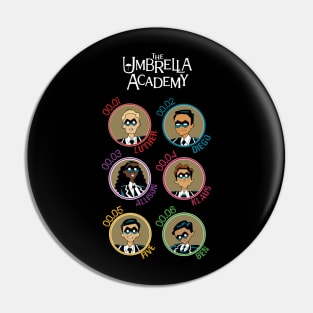 UMBRELLA ACADEMY: ALL CHARACTERS CARTOON (COLORS) Pin