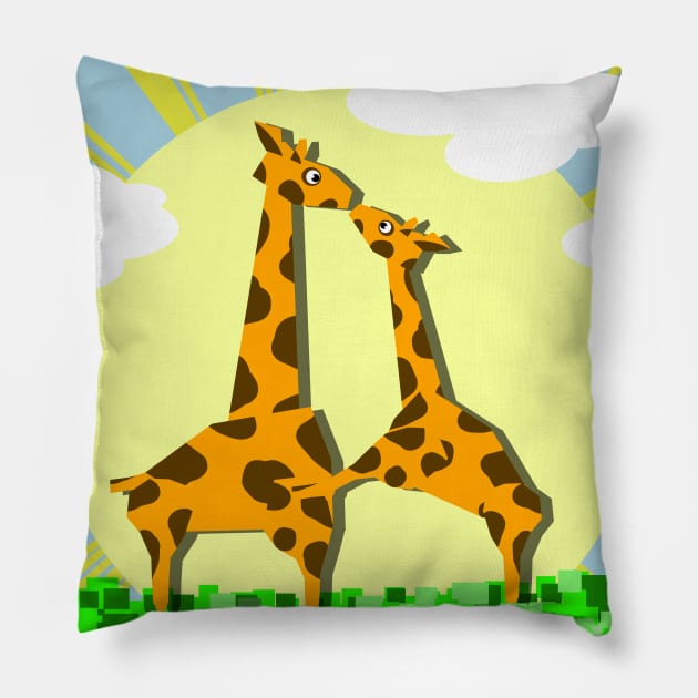 Cute giraffe Mom Pillow by mailboxdisco