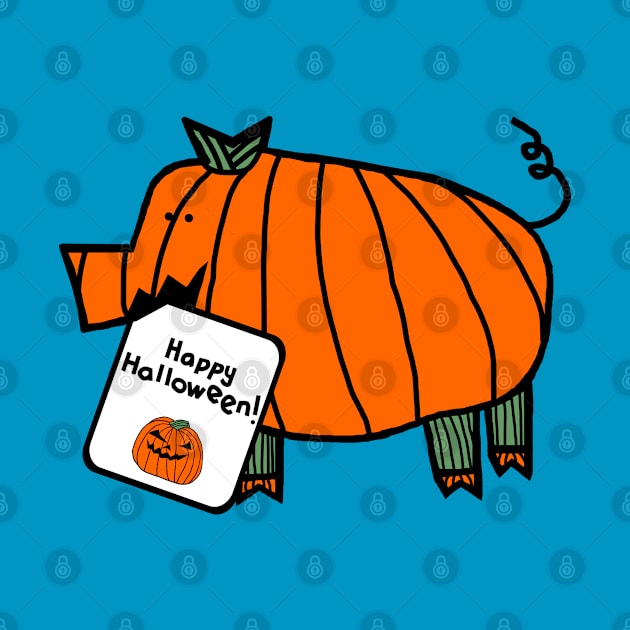 Pumpkin Pig with Halloween Horror Greeting by ellenhenryart