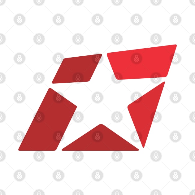 The Bold energetic and mobile Red Star Graphic in Negative Space Design Style. by GeeTee