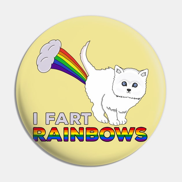 I Fart Rainbows - Funny Cat Fart Rainbow Pin by DiegoCarvalho