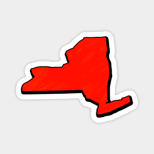 Bright Red New York Outline Magnet