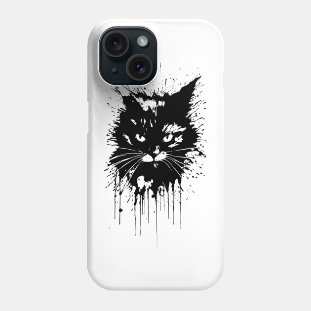 Cat ink splatter Phone Case by NemfisArt