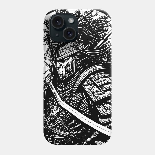 Black and white samurai Phone Case by NekerArt