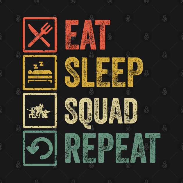 Funny eat sleep squad repeat retro vintage gift by Lyume