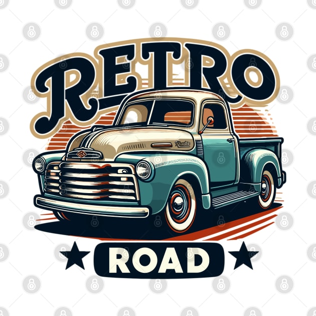 Classic vintage pickup truck, Retro Road by Vehicles-Art