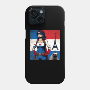 Francais: Female Gritty 80's Comic Book Hero with Sloth Phone Case