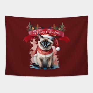 Siamese cat santa 1 Tapestry