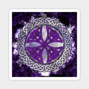 Purple Celtic Shield Knot on Marble Magnet