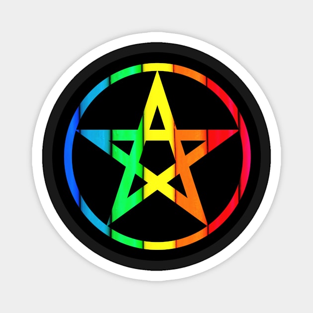 Rainbow Pentacle Magnet by Tee's Tees