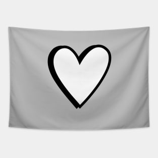 Black and White Love Hearts Cartoon Style on Grey Tapestry