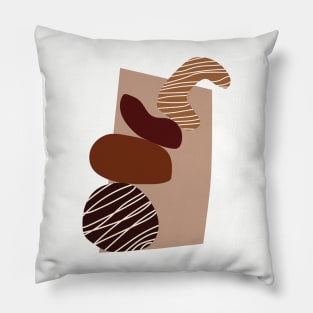 Warm Toned Boho Abstract Shapes line Art Design Pillow