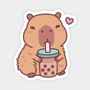 Cute Capybara Loves Drinking Bubble Tea Magnet