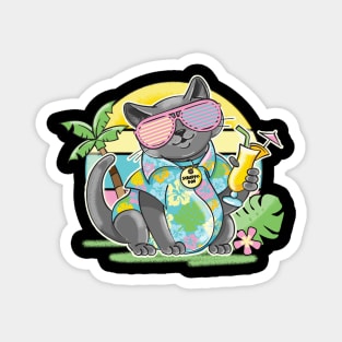 Cute cat wearing Hawaiian shirt Magnet