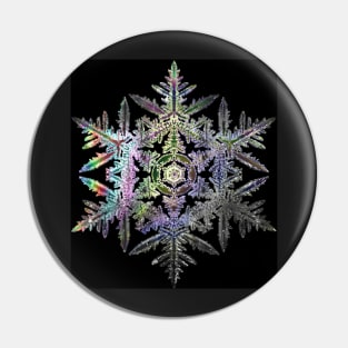 Iridescent Fractal Snowflake on a Black Background Pin