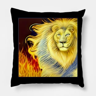 FIERY BLUE LION Pillow