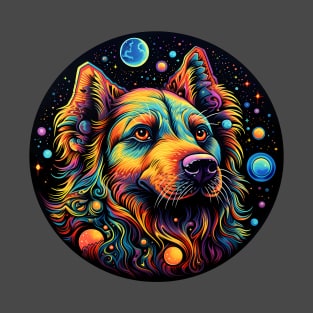 Colorful space dog with planets T-Shirt