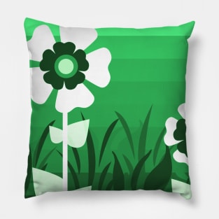 Flower Green Ombre Stripes Pillow