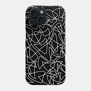 Abstract Overlapping Shapes, Drawing, White on Black Phone Case