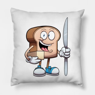 Bread Character With Knife And Butter Pillow