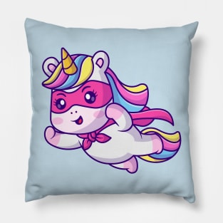 Cute Unicorn Super Hero Flying Cartoon Pillow