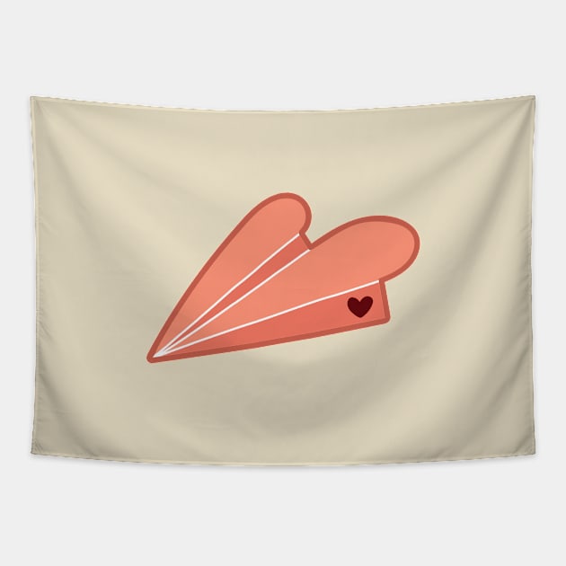 Heart Paper Plane Tapestry by vpessagno