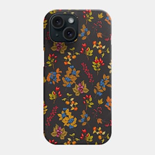 Autumn berries on chocolate brown Phone Case