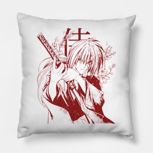 Samurai under sakura Pillow