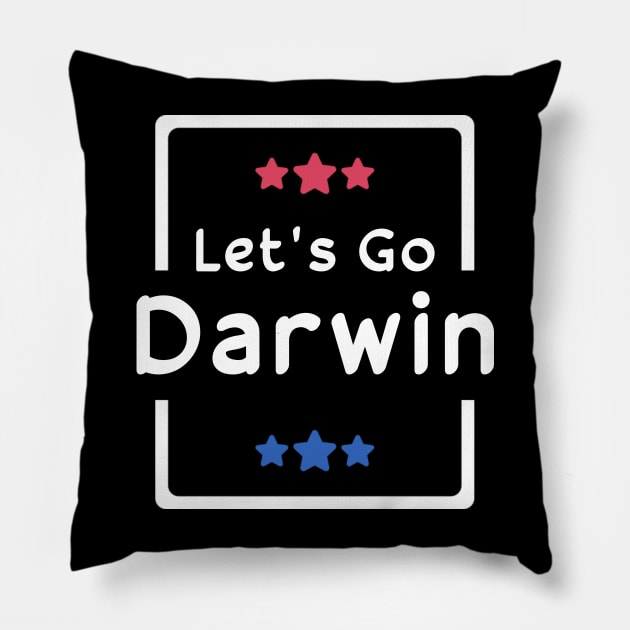 Let's Go Darwin Pillow by Souben