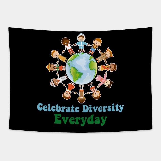 Celebrate Diversity Everyday Teachers & school student Tapestry by David Brown