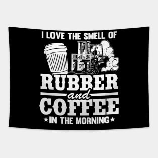 Rubber & Coffee Funny Forklift Operator Driver Dad Gift Tapestry