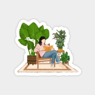 Reading and plants illustration 2 Magnet