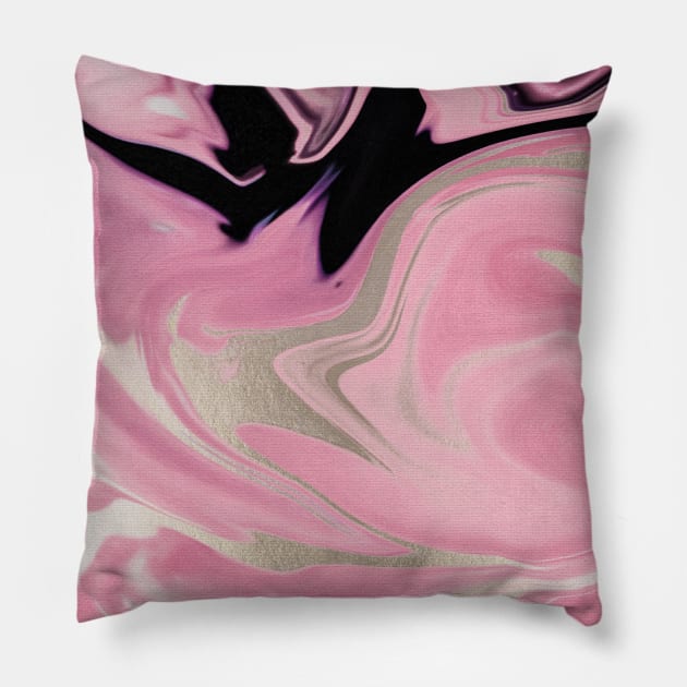 Pink Abstract Marble Pillow by JDaneStore