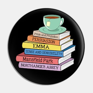 Jane Austen Books and Tea Funny Book Lover Pin