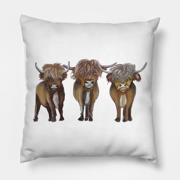 Scottish Highland cattle Pillow by msmart