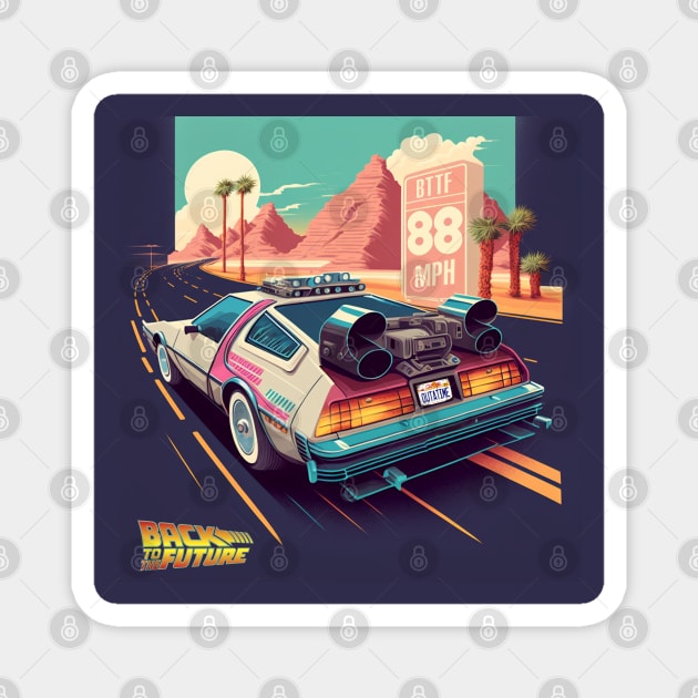 DeLorean - back to the future Magnet by Buff Geeks Art