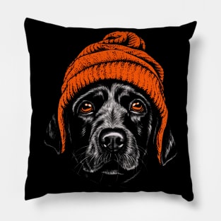 Cute Red Hat Dog Illustration for Dog Lovers Pillow