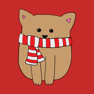 Kitty in Candy Cane Scarf T-Shirt