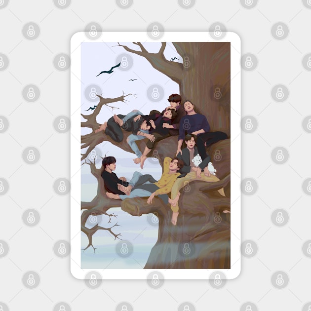 Bangtan in a Tree Magnet by Elsa-draws