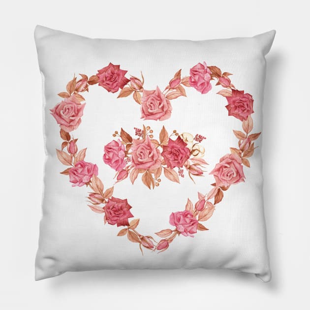 Roses heart Pillow by Flowersforbear