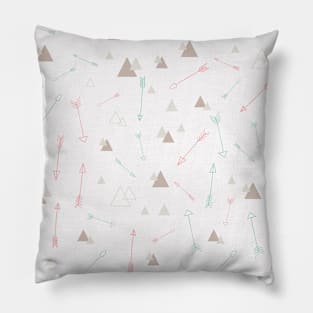 Mint Pink Tribal Arrows Pattern Indian Indigenous Pillow