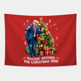 Funny Trump Dance Rockin Around the Christmas Tree Tapestry