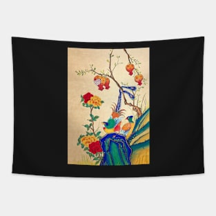 Minhwa: Birds and Peony (Korean traditional/folk art) Tapestry