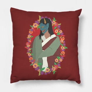 Hannya Lady Flower Garland Pillow